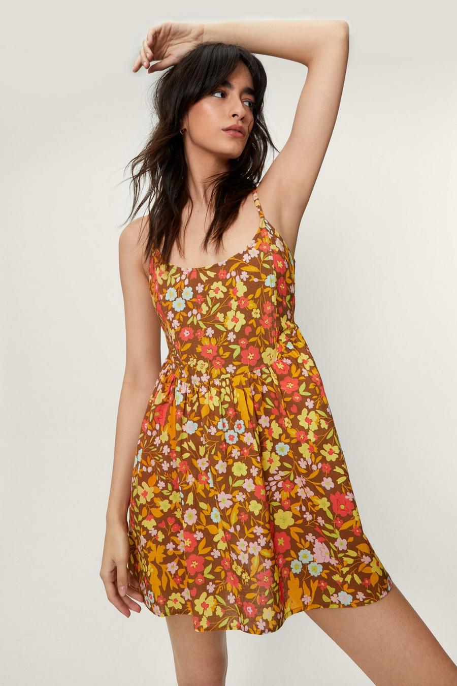 Floral Print Corset Mini Dress