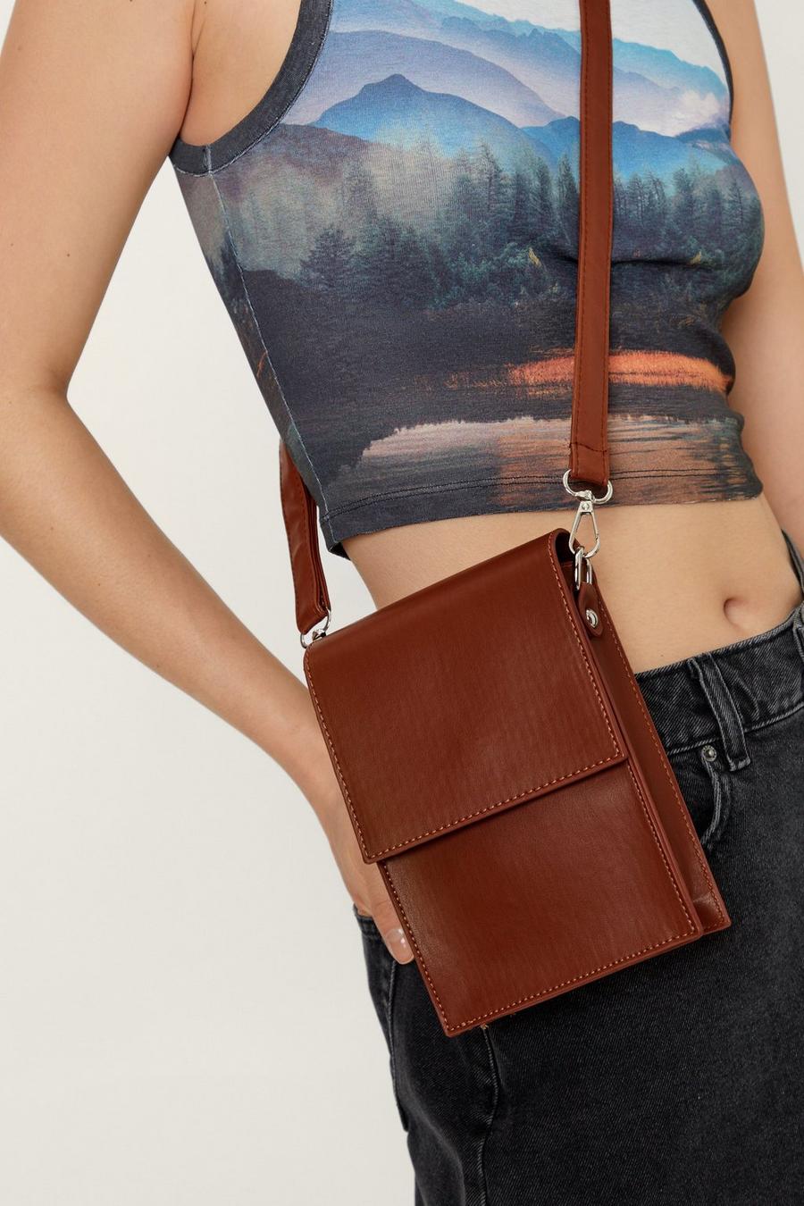 Faux Leather Crossbody Pouch Bag