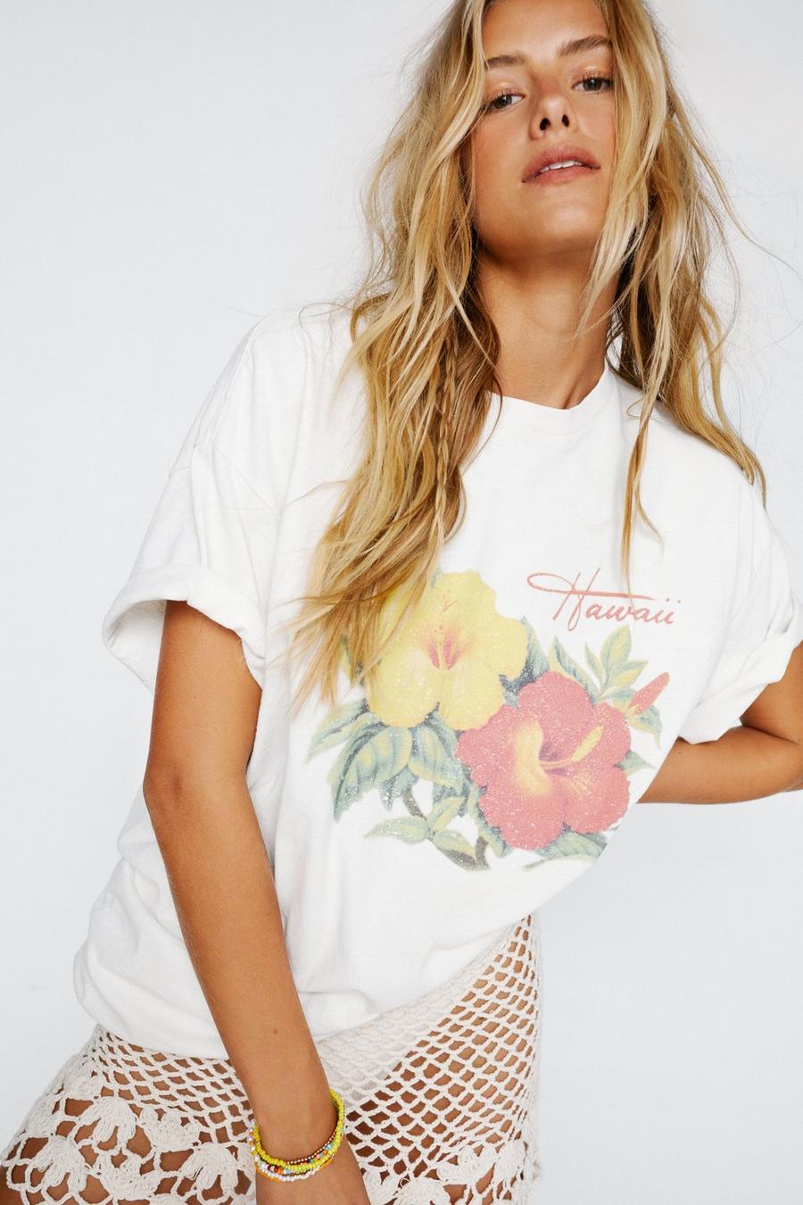 Hawaii Floral Graphic Oversized T-Shirt