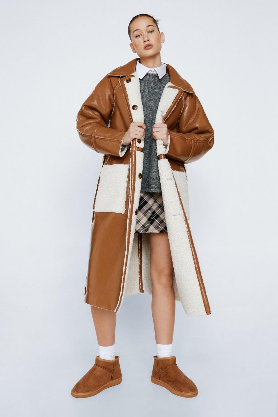 Petite Reversible Faux Leather Lined Coat