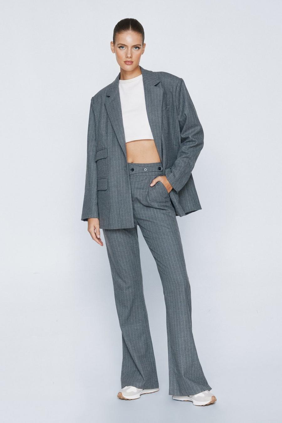 Pinstripe Co-ord Tailored Flare Trousers