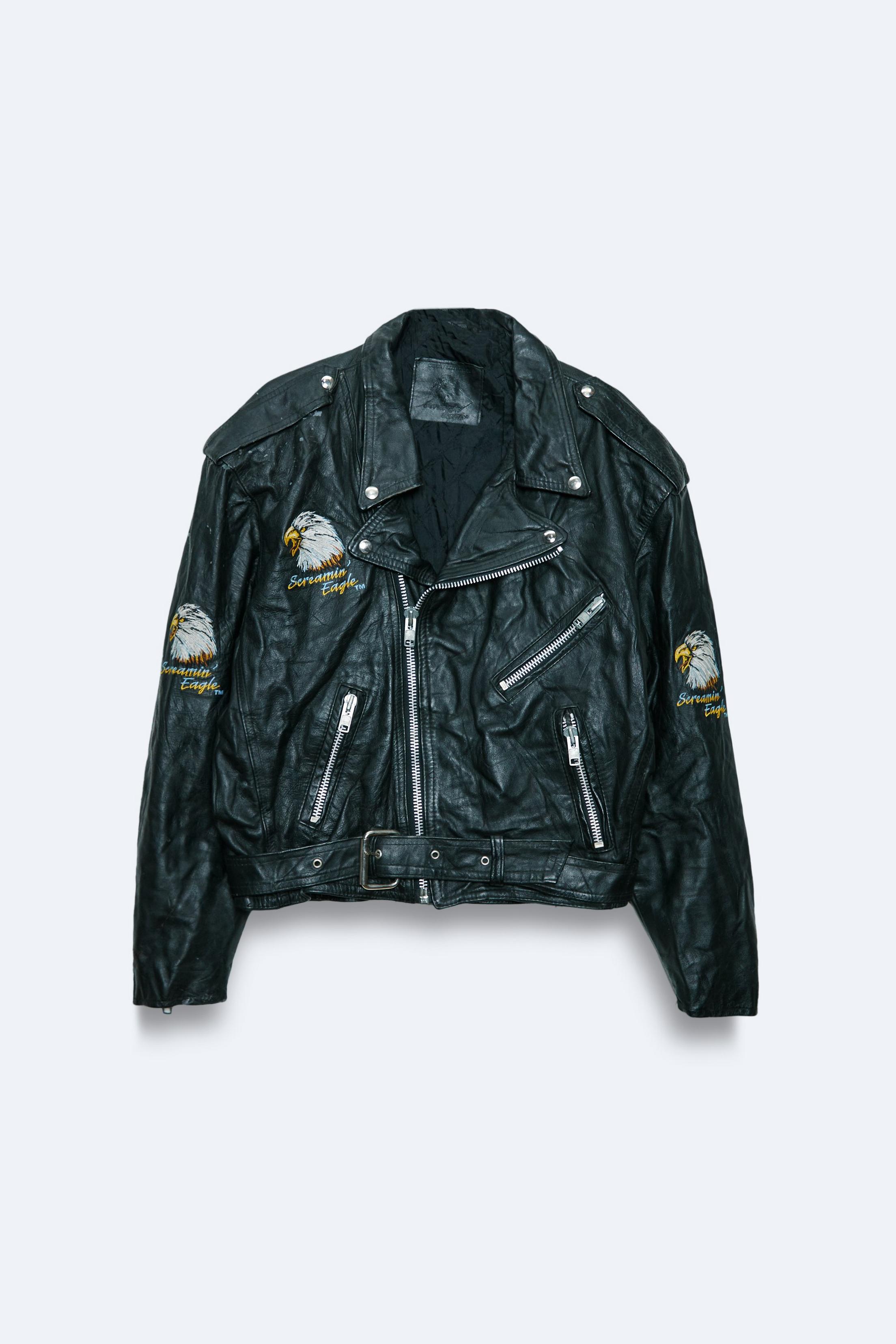 Vintage Screamin' Eagle Leather Biker Jacket