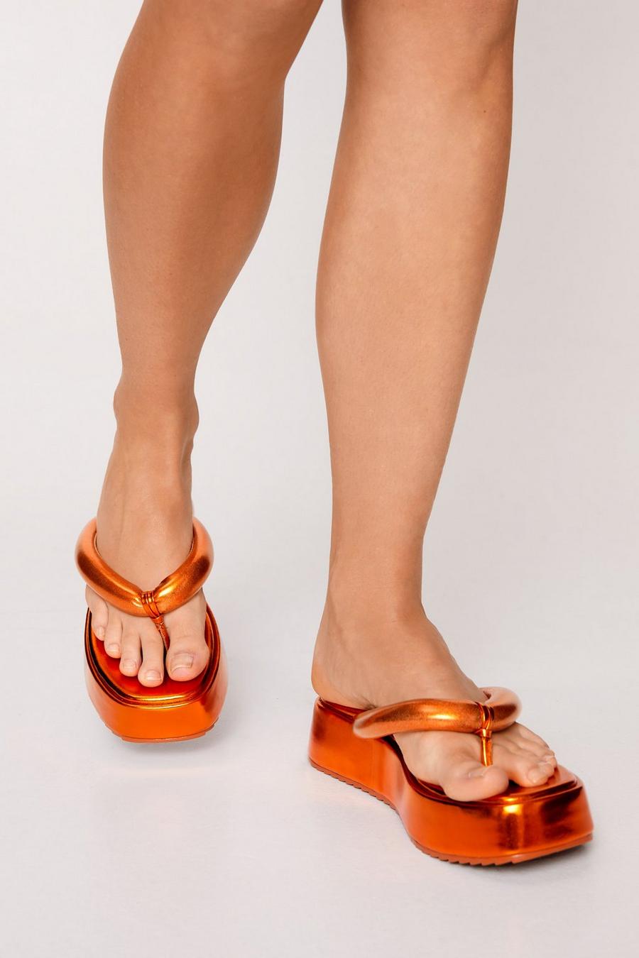Metallic Padded Toe Flip Flop Sandals