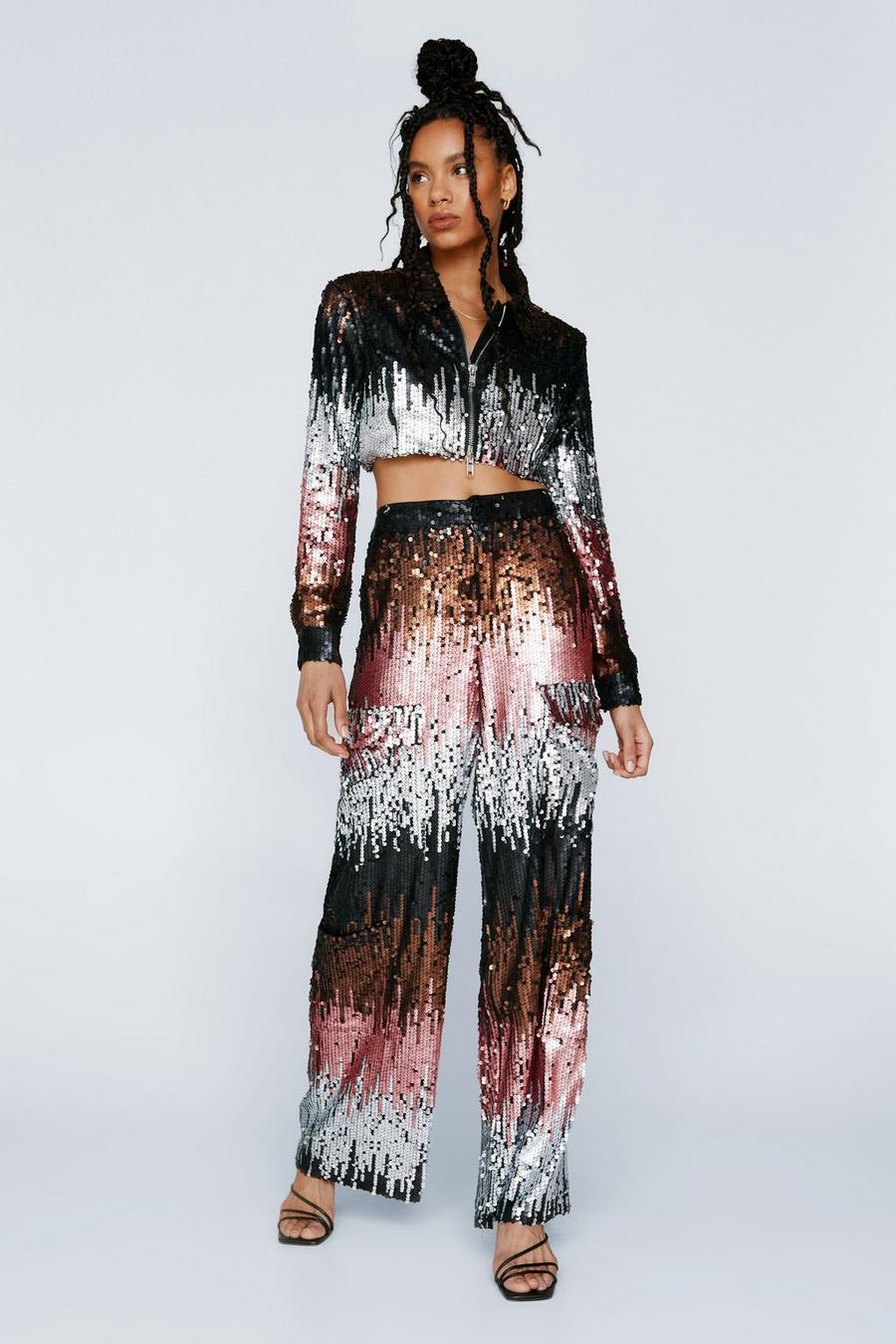 Ombre Sequin Two Piece Cargo Pants
