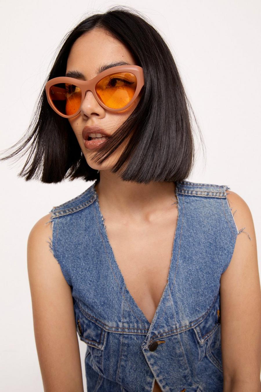 Oversized Lens Pointed Sunglasses