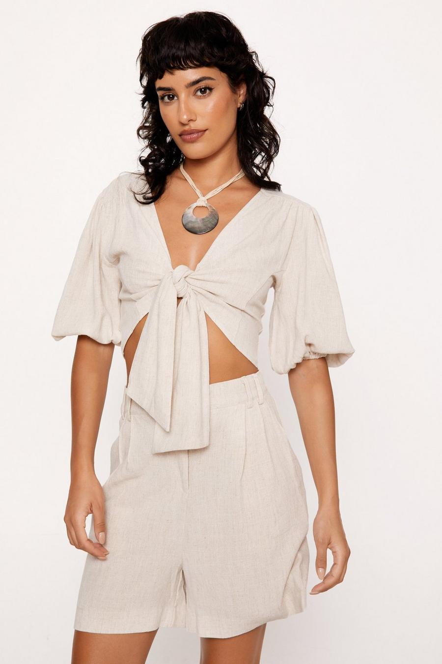 Linen Look Two Piece Set Relaxed Shorts