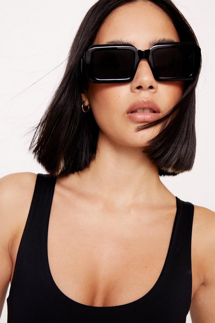 Square Oversized Geometric Detail Sunglasses