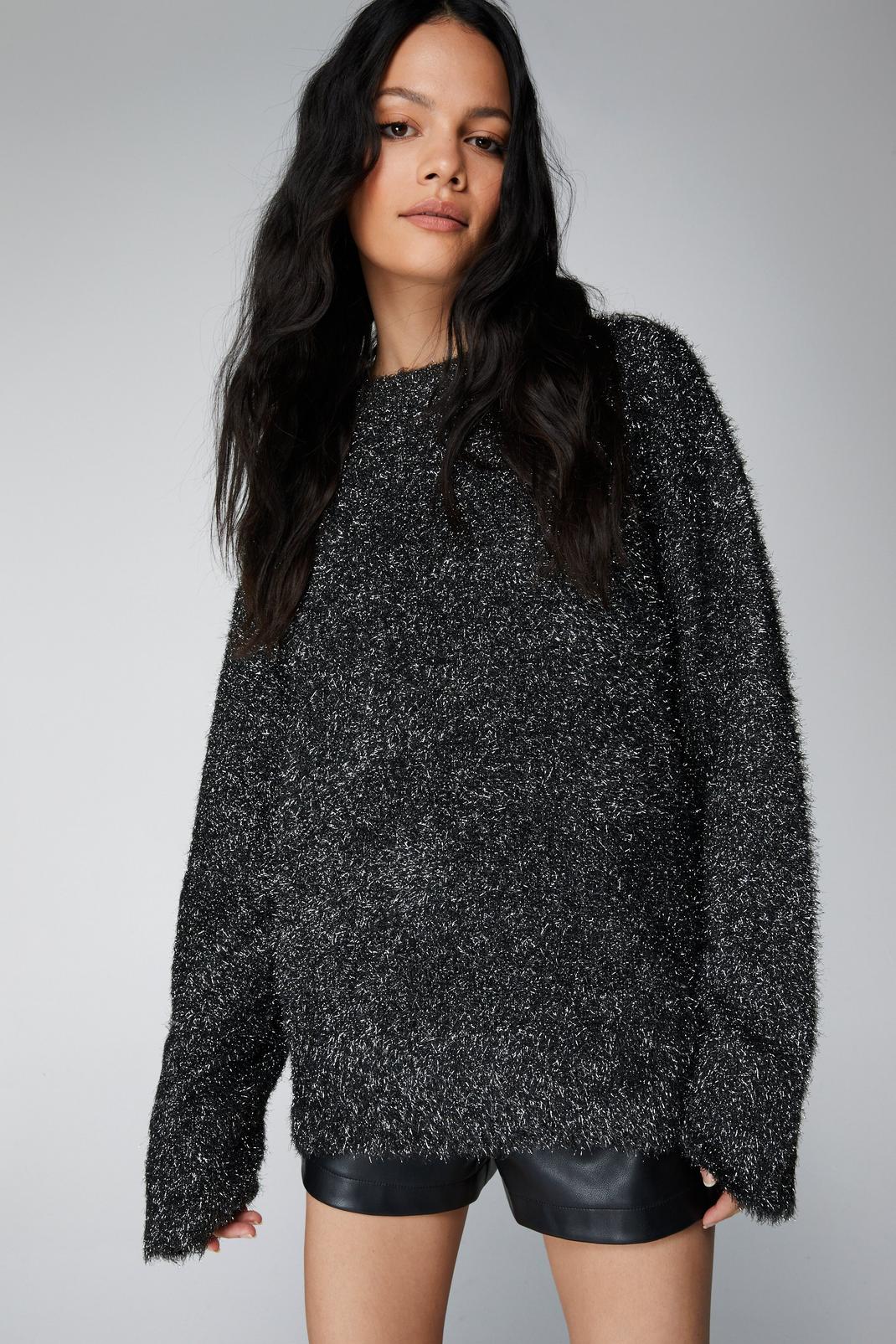 Silver Tinsel Oversized Sweater image number 1