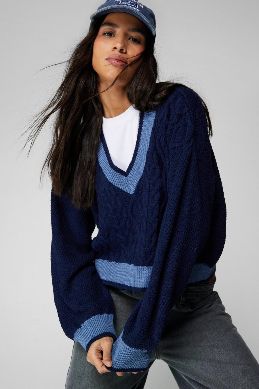 Tipped Cable Knit Jumper