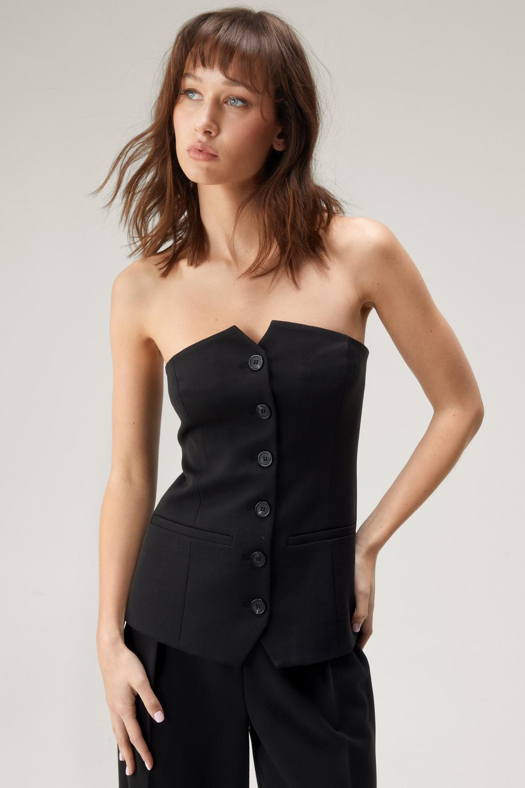 Black Tailored Bustier Corset Top image number 1