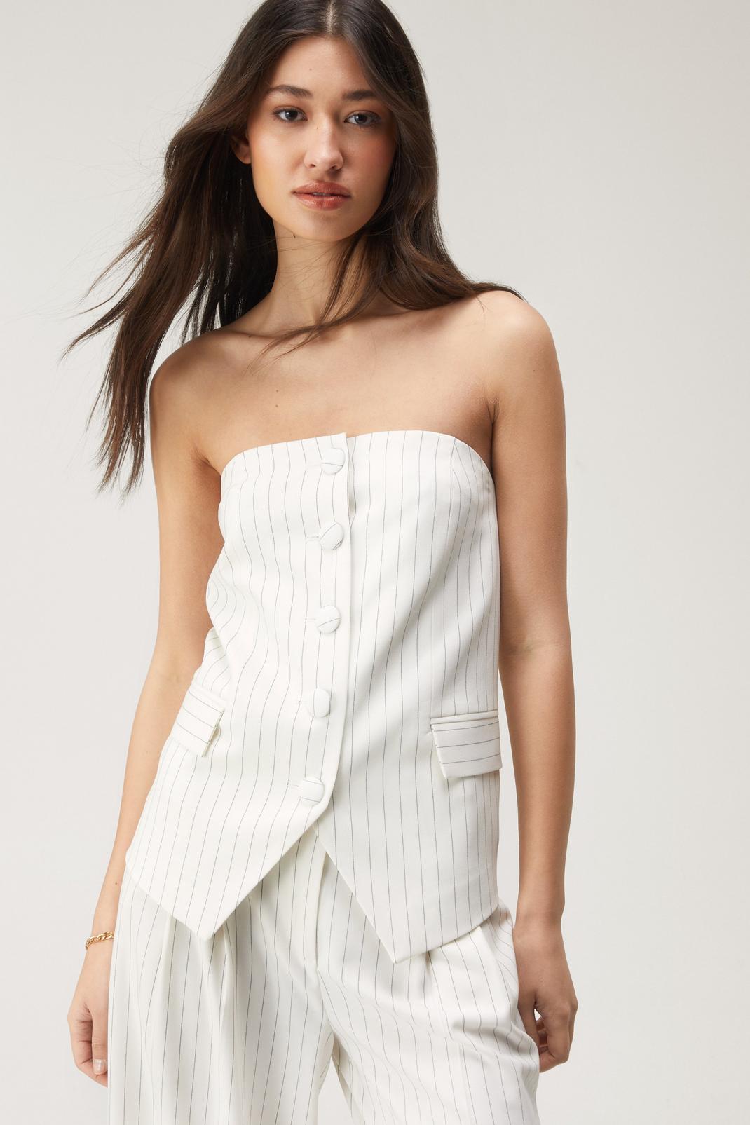 Stripe Pinstripe Tailored Bustier Bandeau Top image number 1
