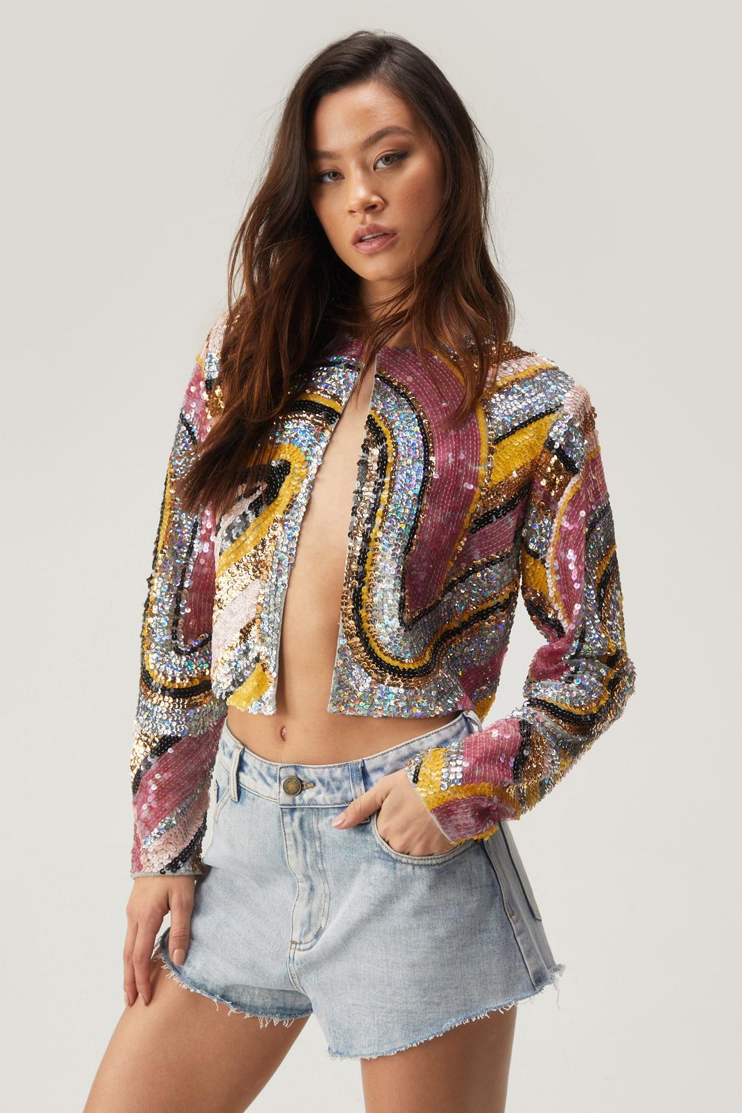 Multi Abstract Statement Sequin Jacket image number 1