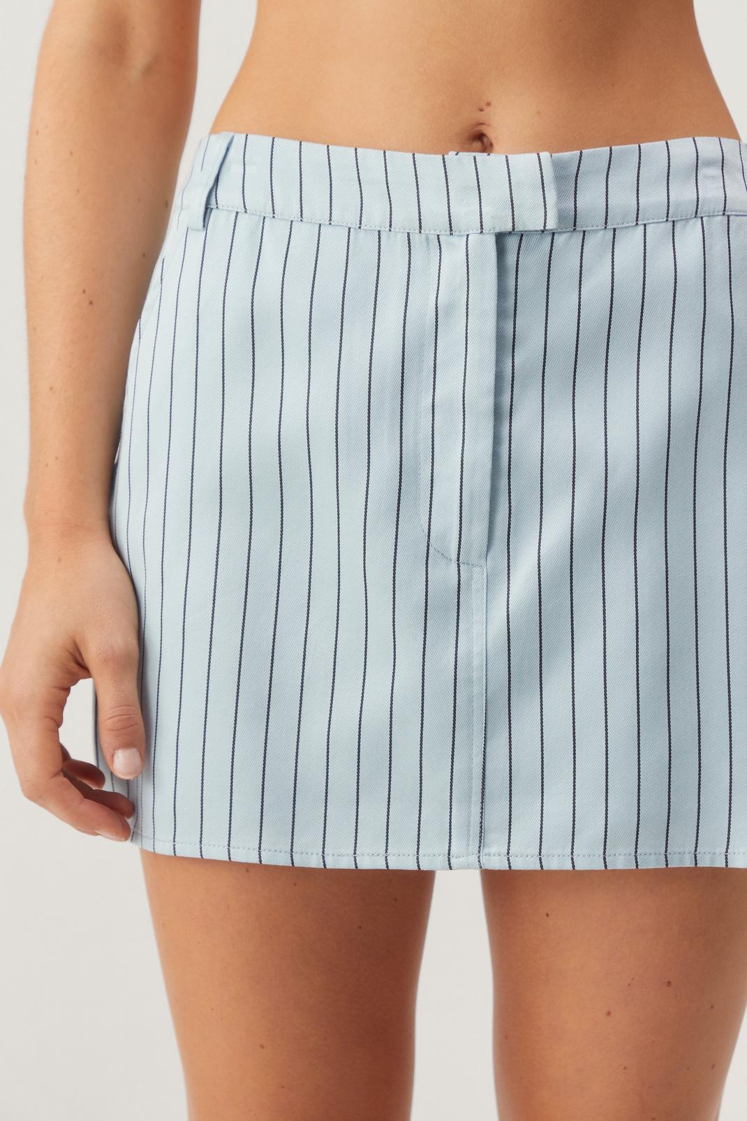 Pale blue Twill Tailored Pinstripe Mini Skirt image number 1
