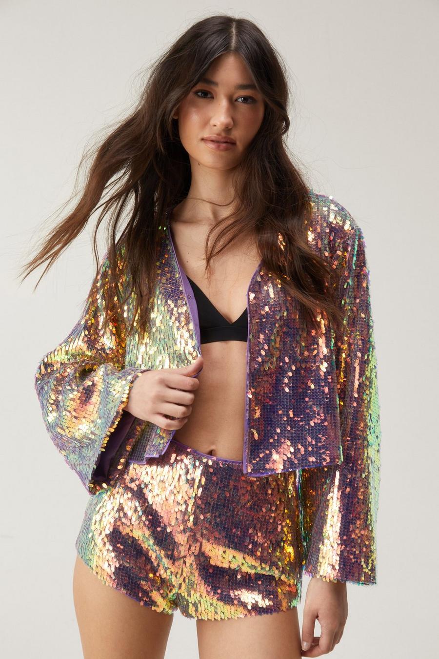 Iridescent Sequin Booty Shorts