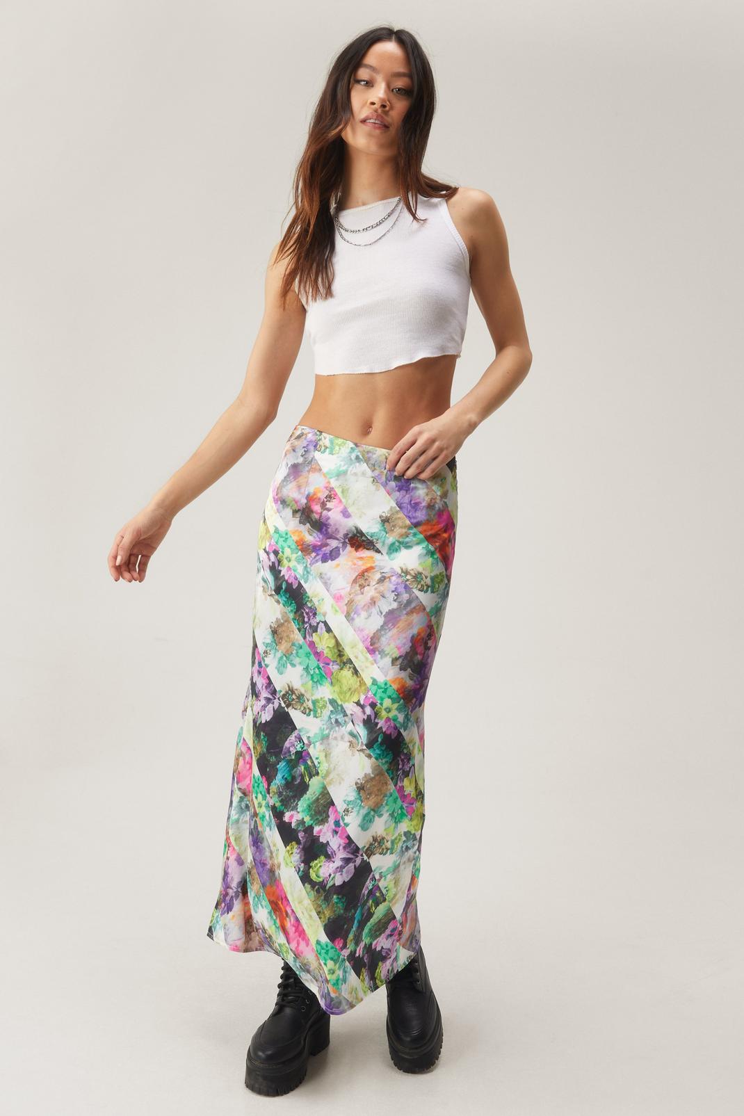 Multi Scarf Floral Bias Maxi Skirt image number 1