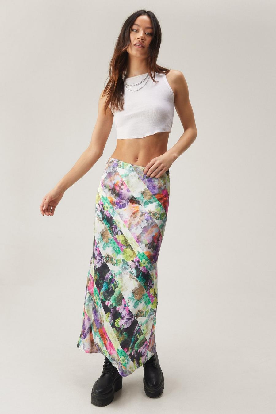 Scarf Floral Bias Maxi Skirt