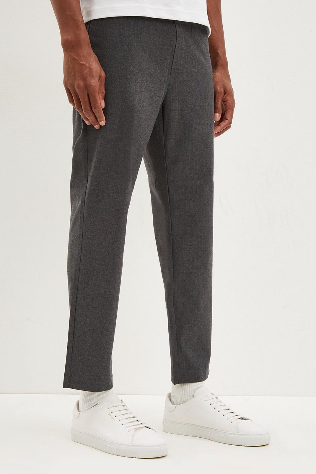 802 Mid Grey Recycled Slim Crop Pull On Trousers image number 1