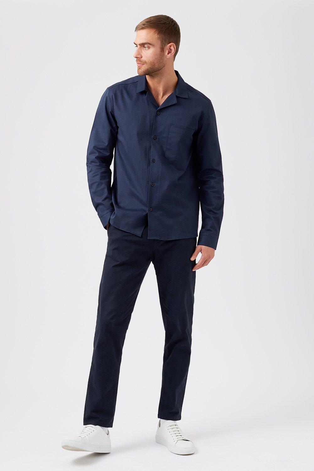 navy revere collar shirt