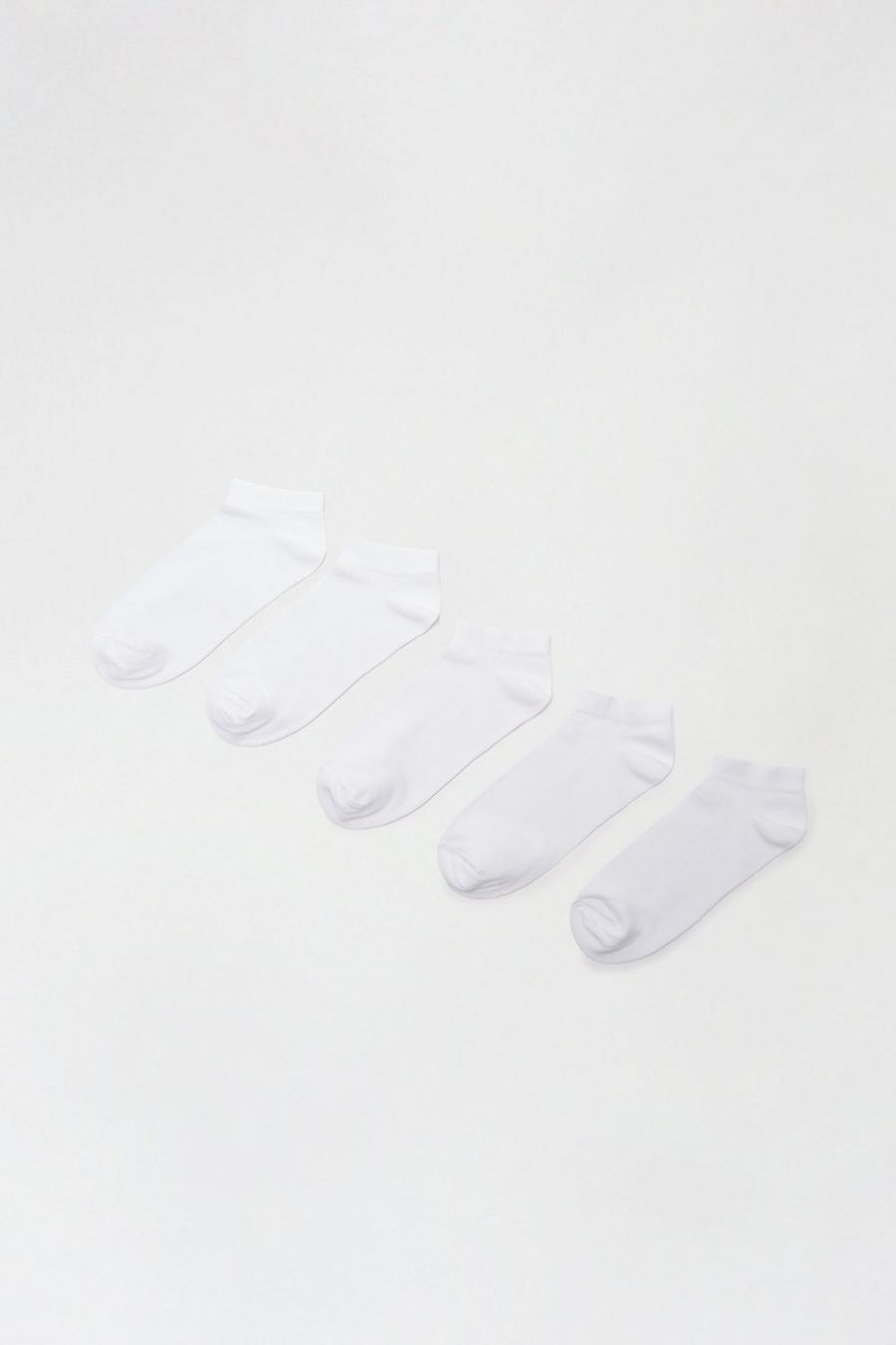 5 Pack White Trainer Liner Socks