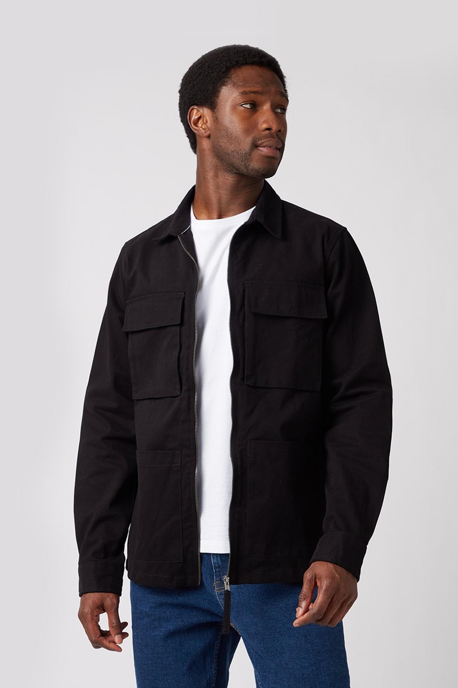 Black Two Pocket Zip Overshirt | Burton UK