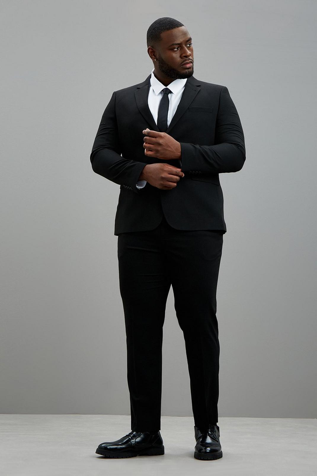 Plus & Tall Black Essential Slim Fit Jkt image number 1