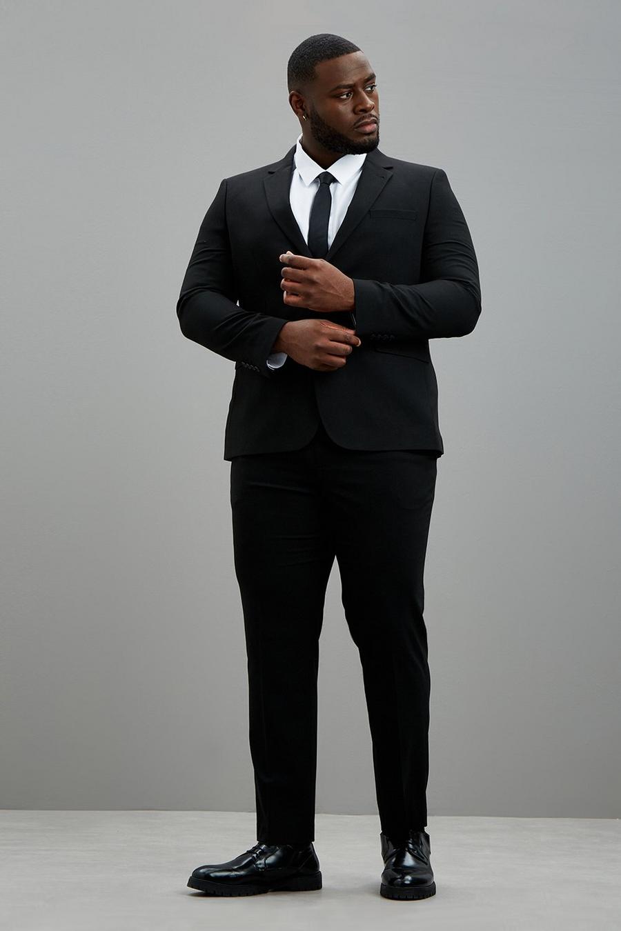 Plus & Tall Black Essential Slim Fit Jkt