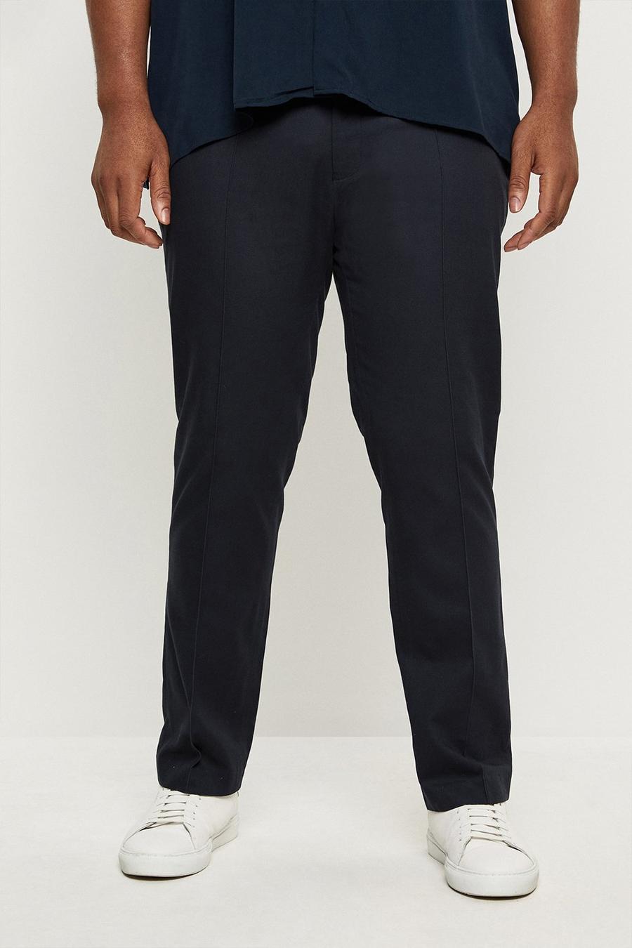 Plus And Tall Navy Pintuck Skinny Fit Trouser