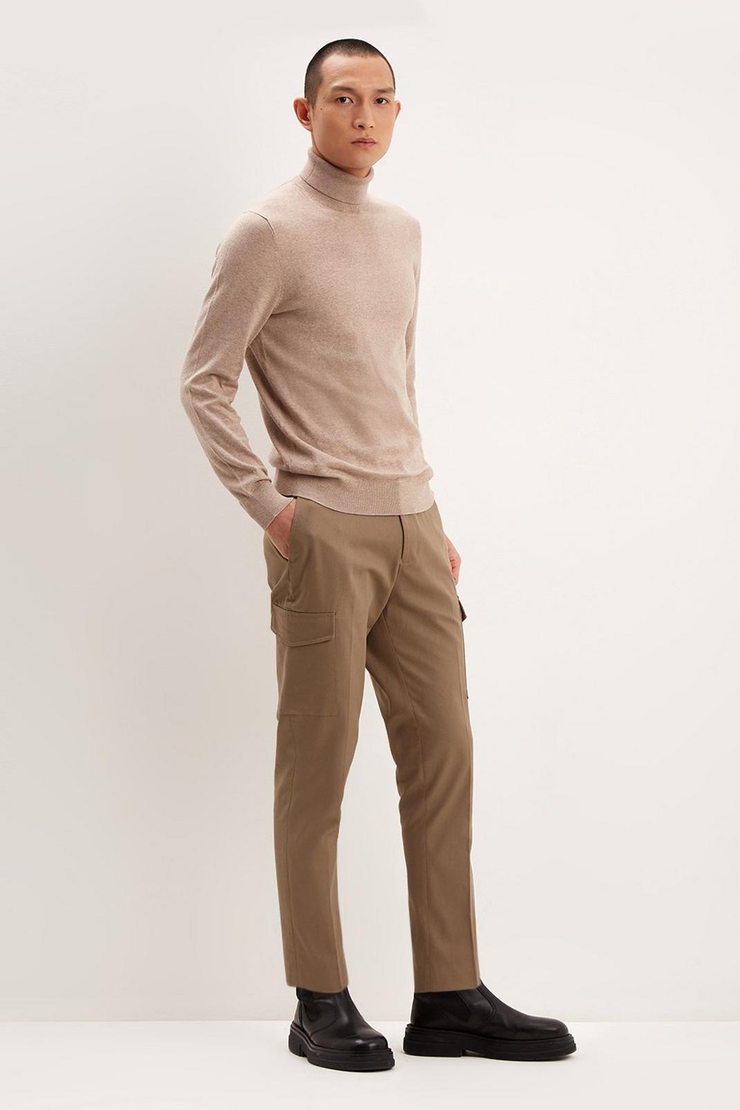 Tapered Brown Cargo Trouser image number 1