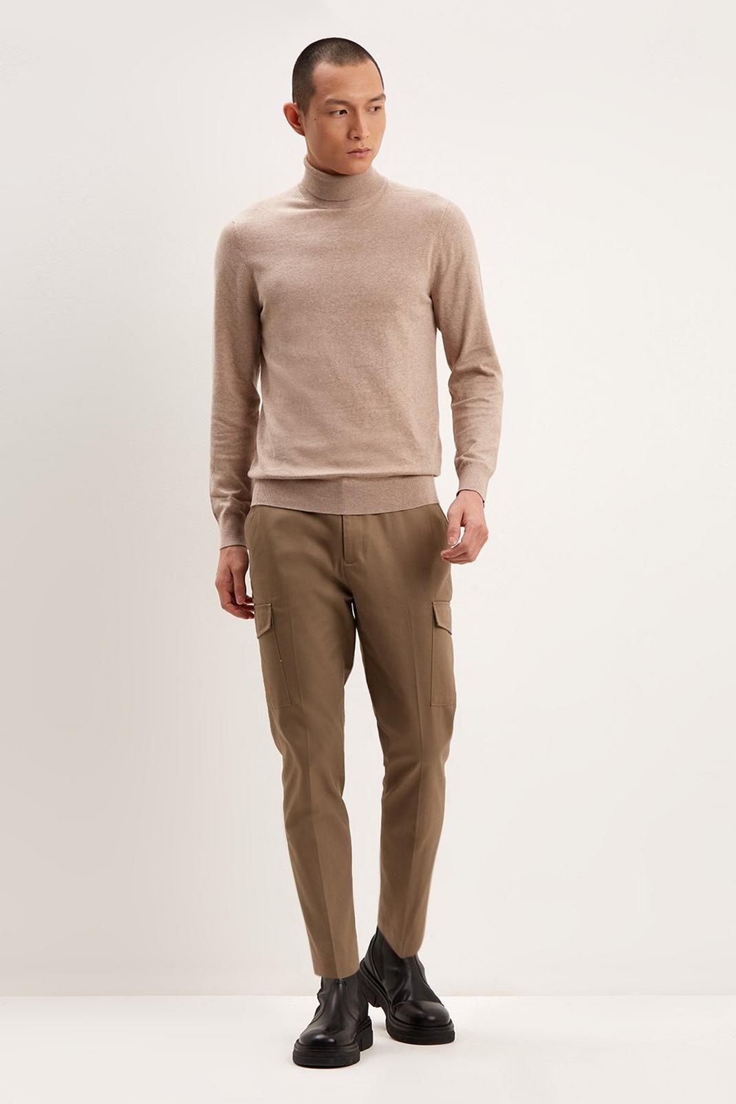109 Brown Twill Tapered Cargo Trouser image number 2
