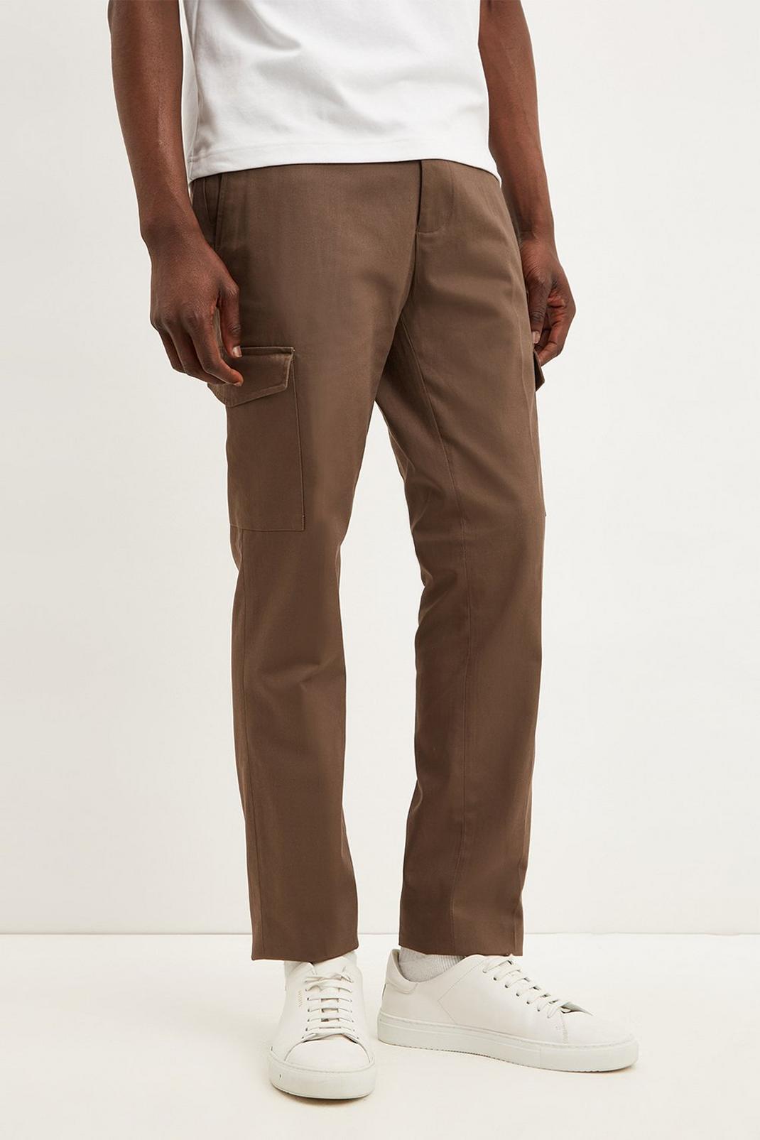Slim Dark Brown Two Pocket Trousers image number 1