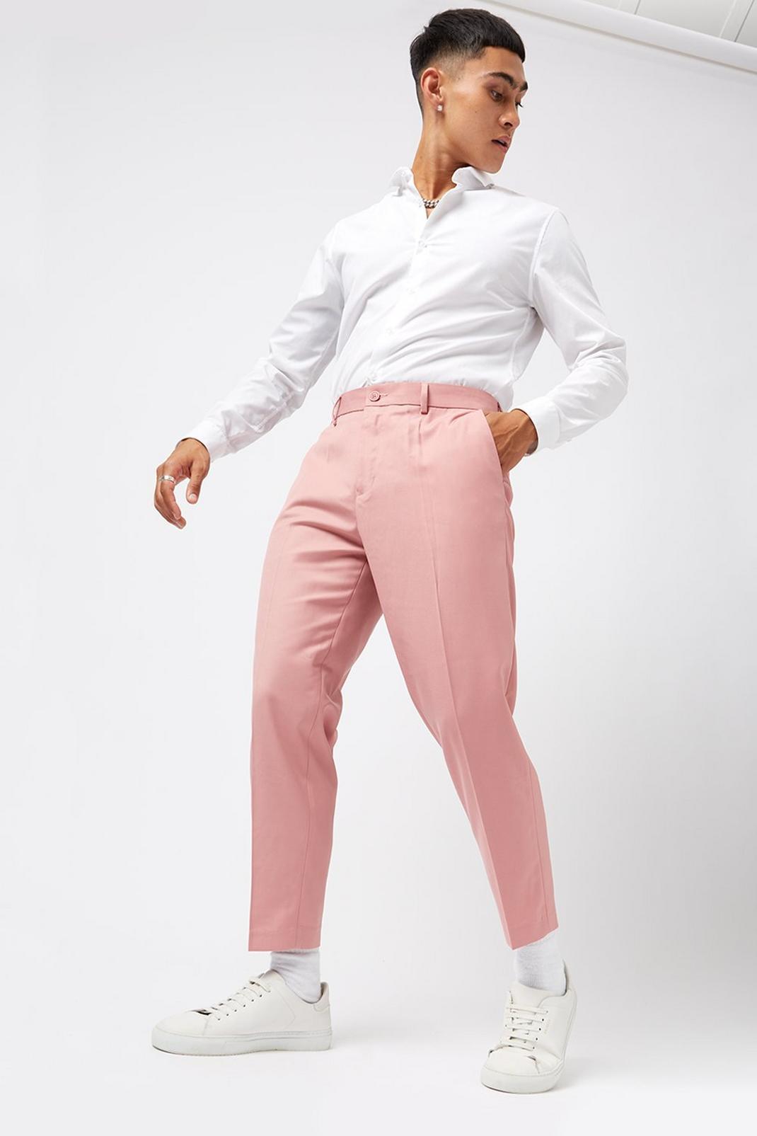 Tapered Pink Cropped Trousers image number 1