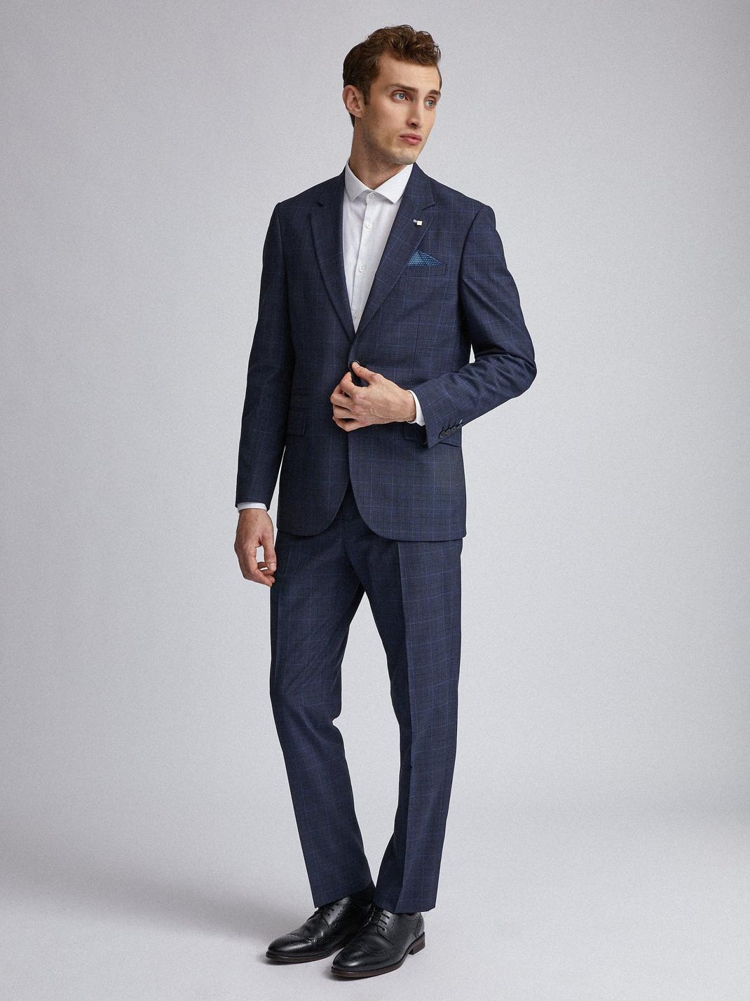 148 Navy Tonal Check Tailored Fit Suit Jacket image number 2