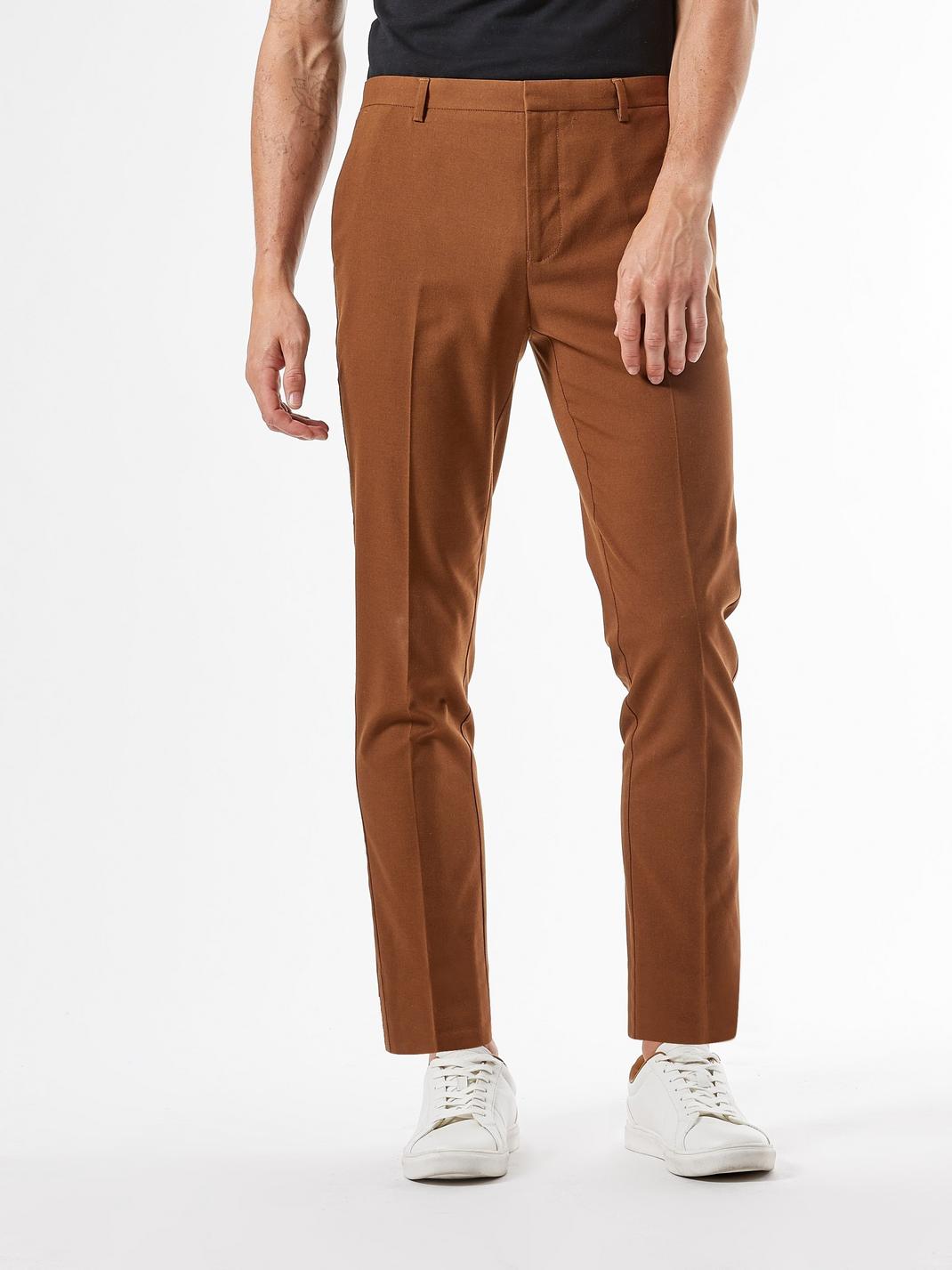 109 Brown Skinny Fit Stretch Trousers image number 2