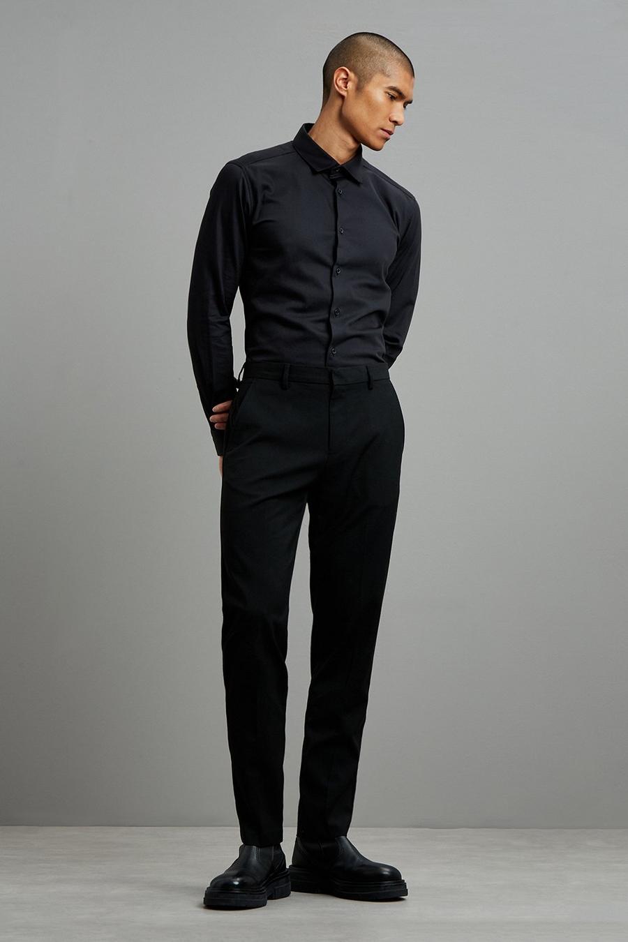 Slim Black Recycled Trousers