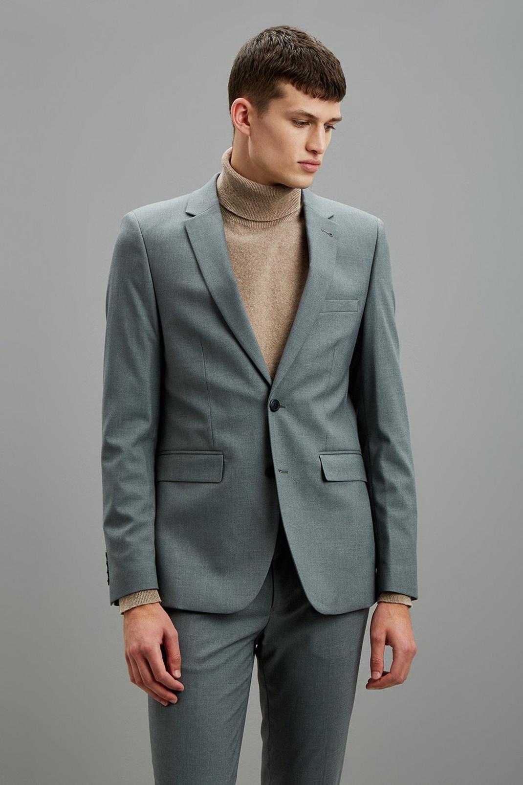 508 Grey Essential Skinny Fit Suit Jacket image number 1