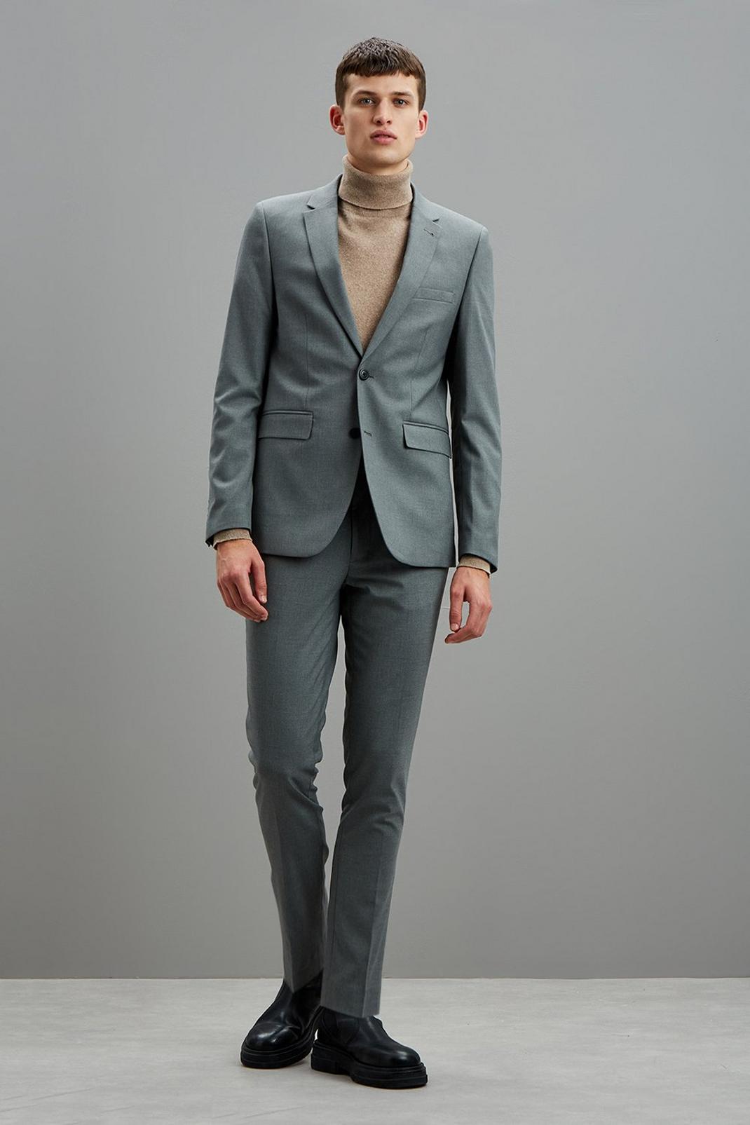 508 Grey Essential Skinny Fit Suit Jacket image number 2
