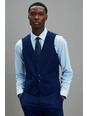 148 Blue Texture Skinny Fit Suit Waistcoat
