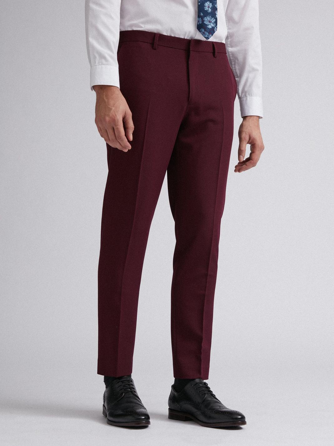 294 Raspberry Stretch Skinny Fit Suit Trousers image number 1