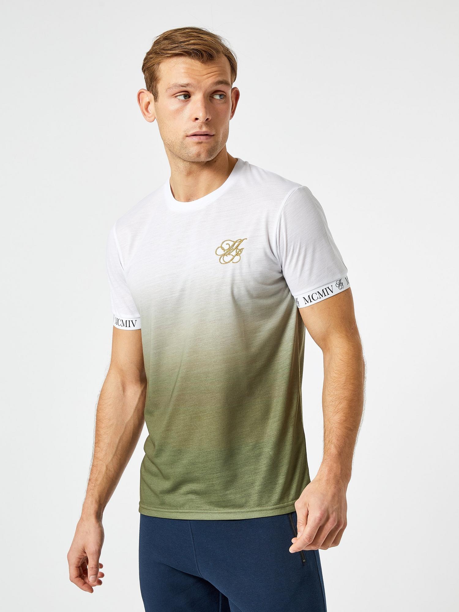 Khaki and White Ombre TShirt with MB Embroidery | Burton UK