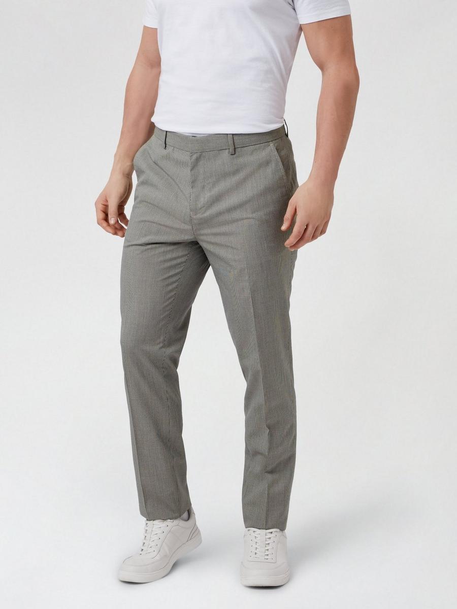 Neutral Slim Fit Mini Dogtooth Trousers