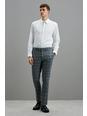 131 Grey Fine Check Skinny Fit Suit Trousers