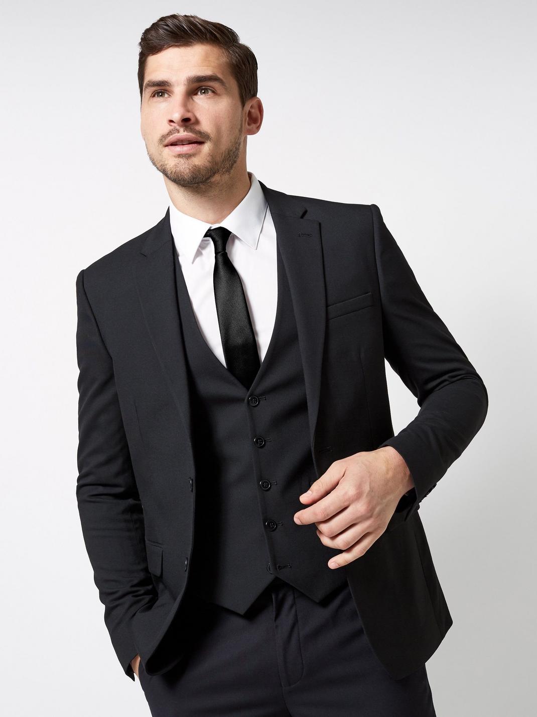 105 Black Essential Slim Fit Stretch Suit Jacket image number 2