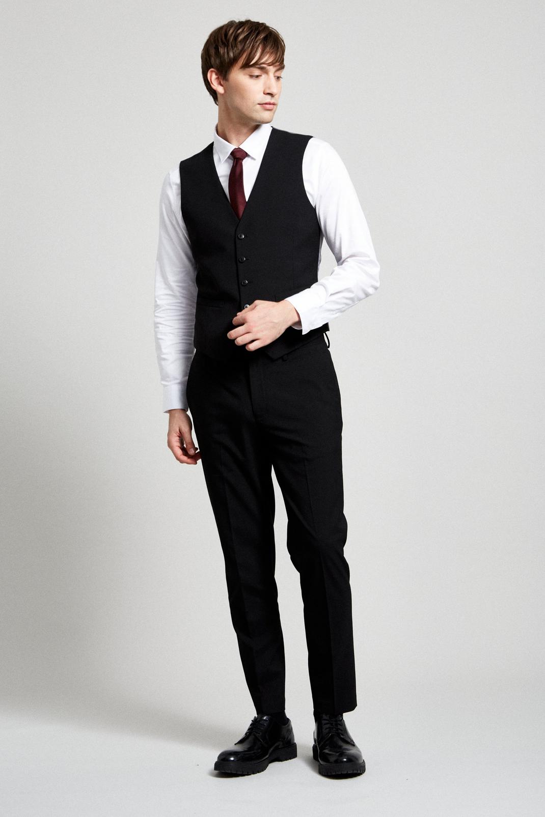 105 Black Essential Slim Fit Waistcoat image number 2