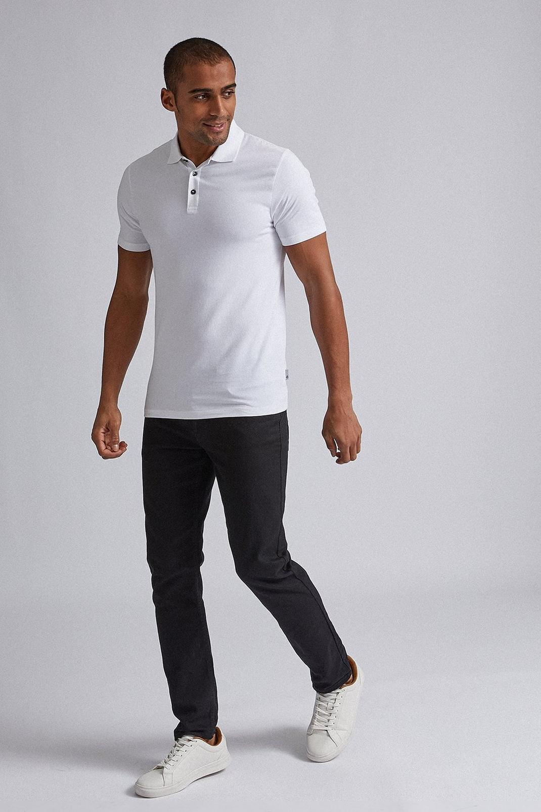 173 White Muscle Fit Polo Shirt image number 2