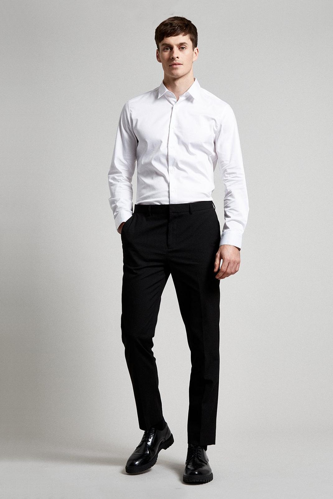 105 Black Essential Slim Fit Suit Trousers with Stretc image number 2