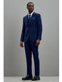 Navy Skinny Fit Blue Texture Suit Trousers