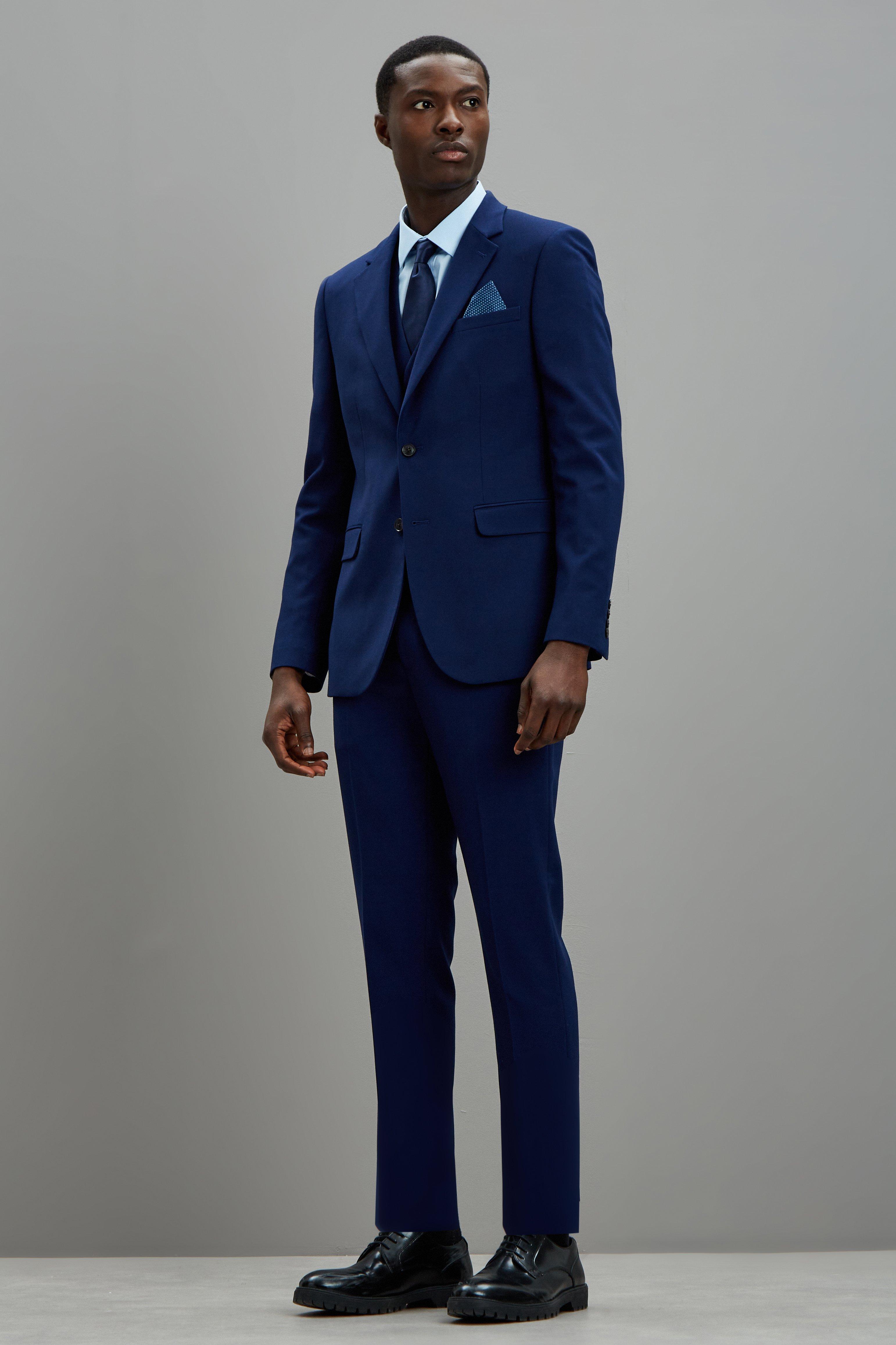 dark blue skinny suit