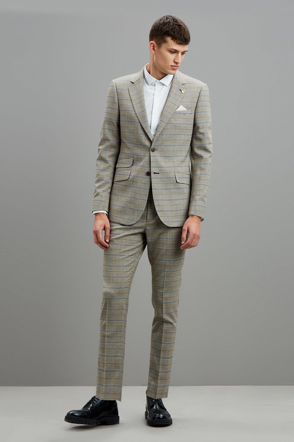 neutral navy check suit