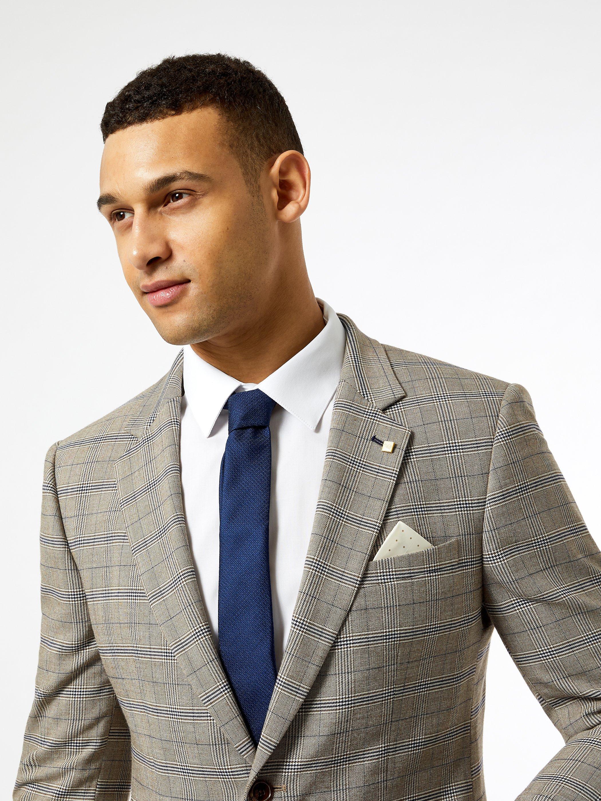 neutral navy check suit