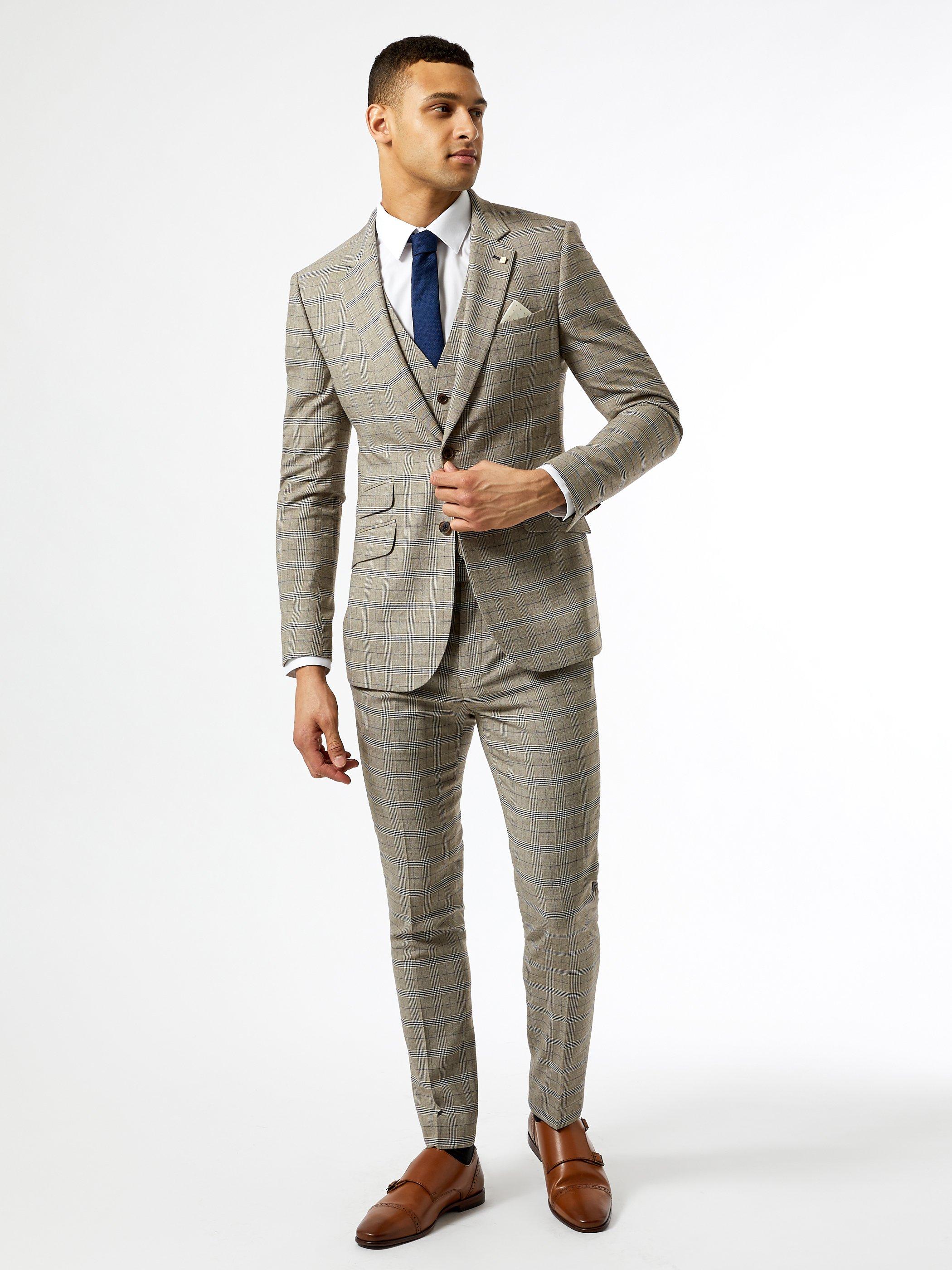 neutral navy check suit